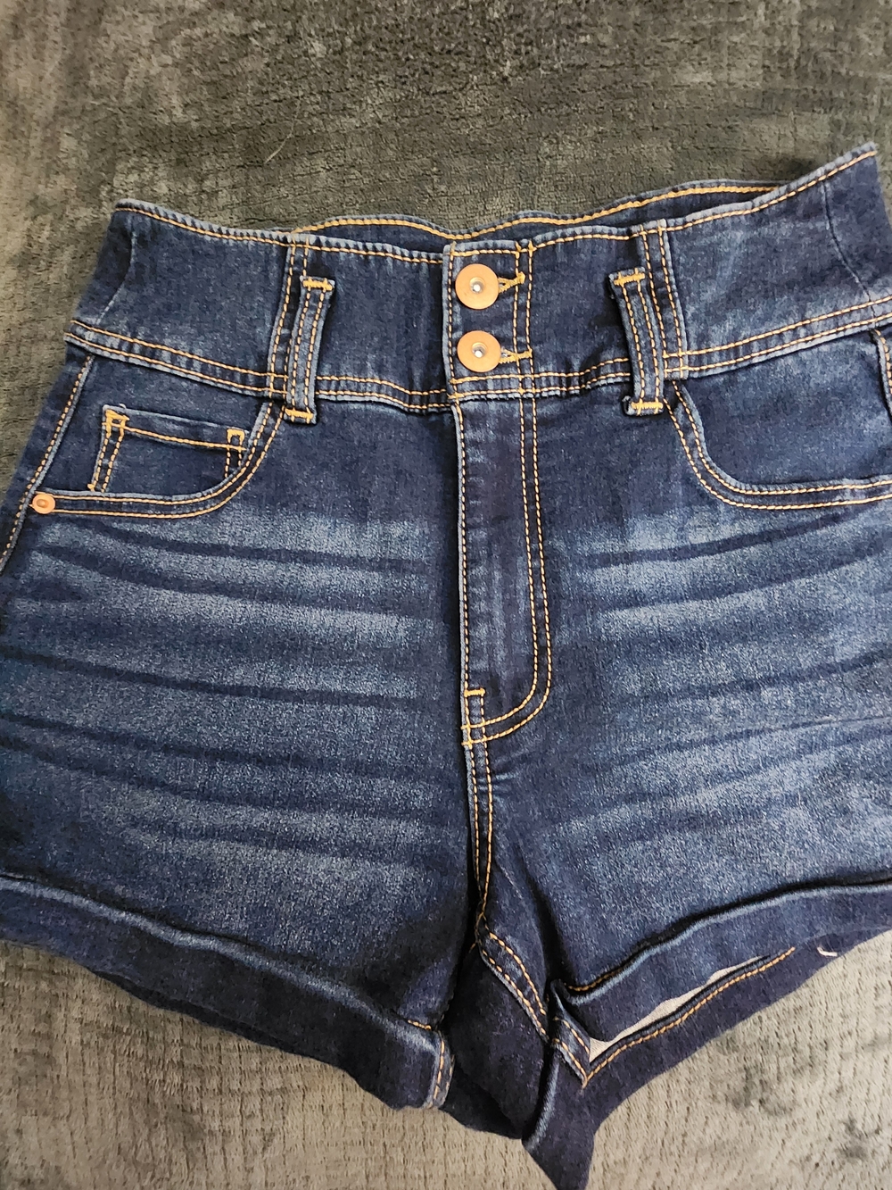 No Boundaries Dark Blue High Waist Denim Shorts